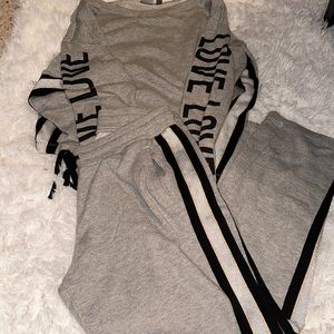 New York & Company grey glittery sweatsuit